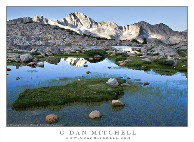 DusyBasinDawn2005|08|14: Dawn. Dusy Basin, Sierra Nevada. August 14, 2005. © Copyright G Dan Mitchell.