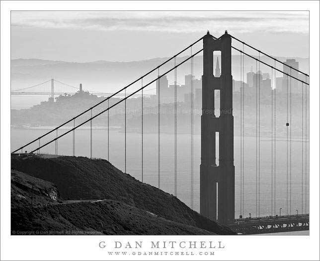 golden gate bridge black and white. The Golden Gate, Morning.