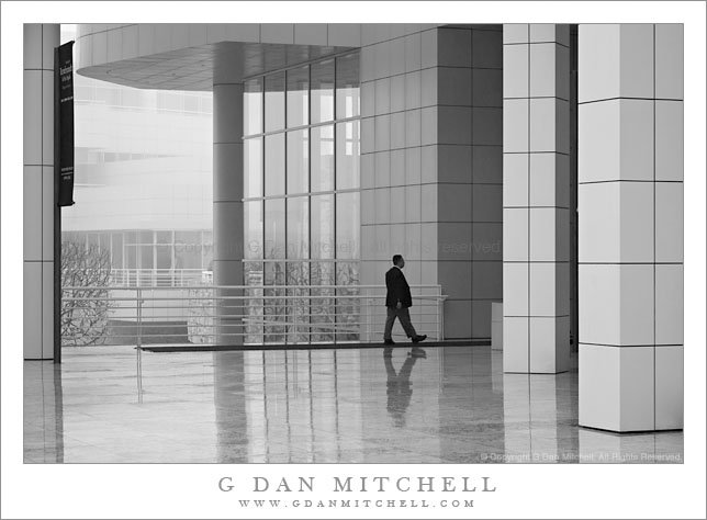 Man Walking, Rain - Getty Center Man Walking, Rain - Getty Center