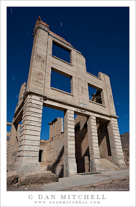 Rhyolite Bank Ruins, Full Moon Light Rhyolite Bank Ruins, Full Moon Light