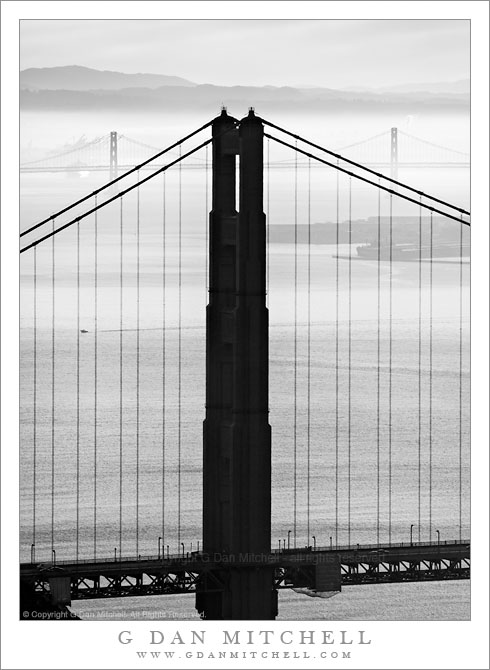 golden gate bridge black and white. North Tower of the Golden Gate