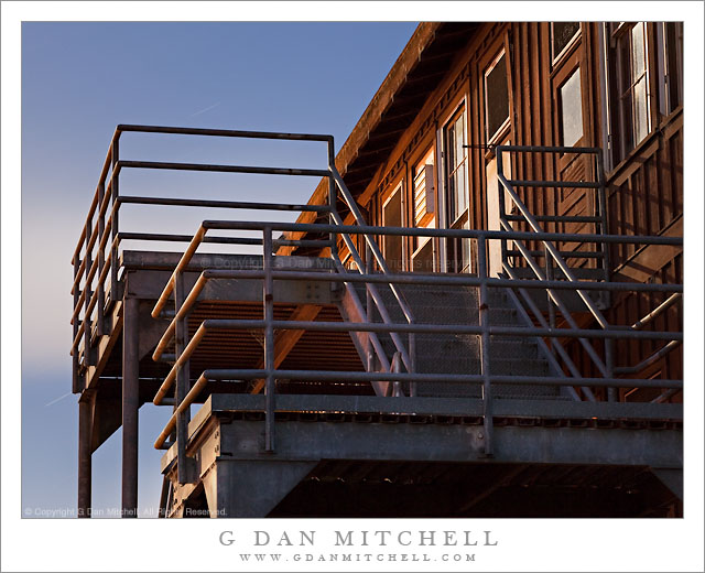 Wooden Building and Stairs in Moonlight