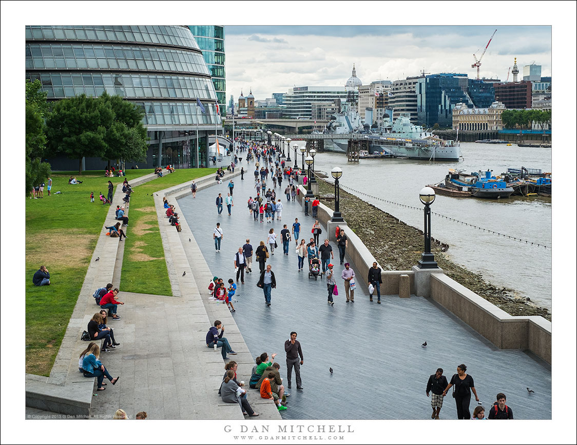 Pedestrians Along the River Thames